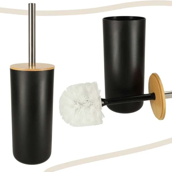 AVEX – Set Elegant pentru baie format din 6 piese, ABS + lemn, culoare negru/maro