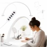 Lampa de birou pentru cosmetica sau manichiura, cu LED-uri, fara umbre, design curbat, culoare Alba, pentru saloane sau uz personal