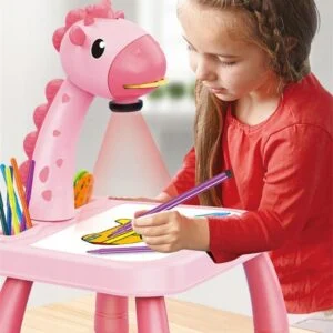 OEM – Masa Muzicala de Desen pentru copii cu Proiector, model Girafa, culoare Roz, 24 imagini, AVX WT 222 2 PINK GIRAFFE